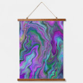 紫の青の緑の流体アートの渦巻き大理石 吊り下げ型タペストリー (正面)