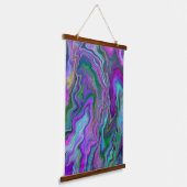 紫の青の緑の流体アートの渦巻き大理石 吊り下げ型タペストリー (傾斜あり)