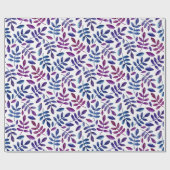 紫の青離れの。水彩花模様 ラッピングペーパー (フラット)