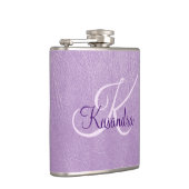 紫の革に関するモノグラム フラスク (右)