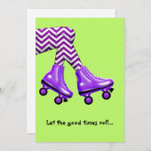 紫の靴下の誕生日を持つローラースケート ノートカード (正面/裏面)