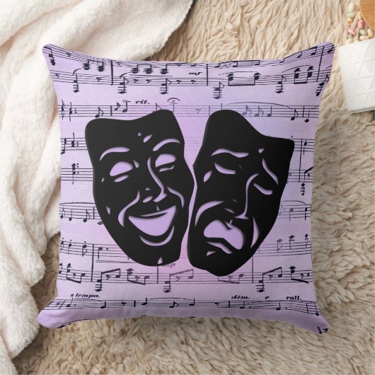 紫の音楽とシアターマスク クッション (ブランケット)
