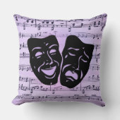 紫の音楽とシアターマスク クッション (正面)