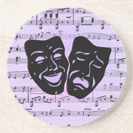 紫の音楽とシアターマスク コースター (正面)