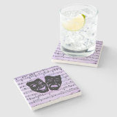 紫の音楽とシアターマスク ストーンコースター (横)