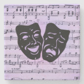 紫の音楽とシアターマスク ストーンコースター (正面)