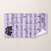 紫の音楽とシアターマスク バスタオルセット (ハンドタオル)