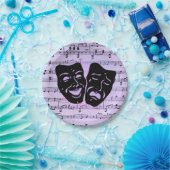 紫の音楽とシアターマスク ペーパープレート (パーティー)