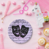 紫の音楽とシアターマスク ペーパープレート (パーティー)