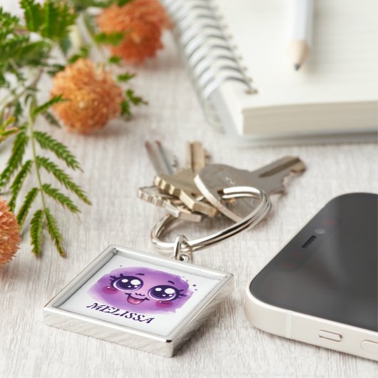 紫の顔 キーホルダー (側面)