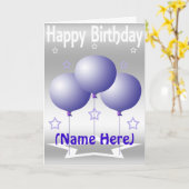 紫の風船と星 カード (黄色い花)