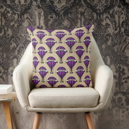 紫の飛行船オンタンスチームパンクデザイン クッション