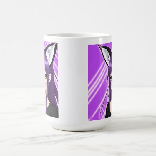 紫の髪と目を持つアニメの少女 コーヒーマグカップ (中央)