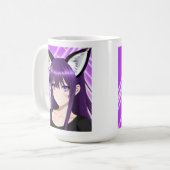 紫の髪と目を持つアニメの少女 コーヒーマグカップ (正面左)