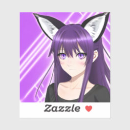 紫の髪と目を持つアニメの少女 シール