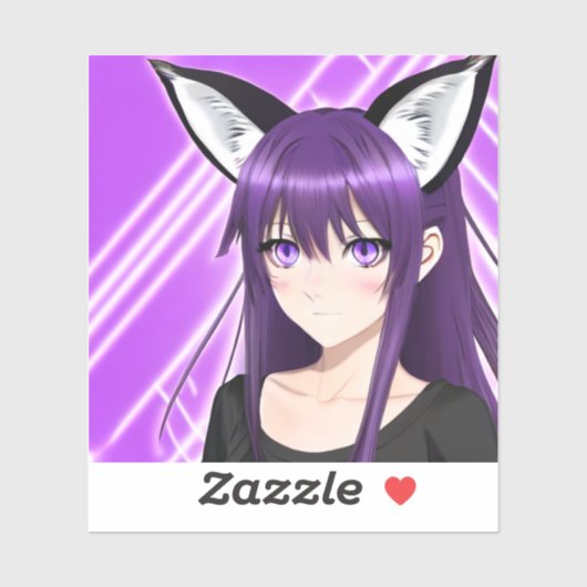 紫の髪と目を持つアニメの少女 シール (シート)