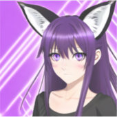 紫の髪と目を持つアニメの少女 シール (正面)