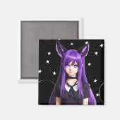 紫の髪と目を持つアニメの少女 マグネット (正面/裏面)