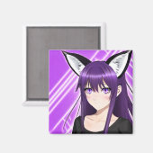 紫の髪と目を持つアニメの少女 マグネット (正面/裏面)