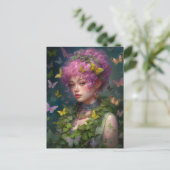 紫の髪のツタとバターフリスの女性 ポストカード (スタンド正面)