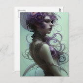紫の髪のファンタジー ポストカード (正面/裏面)