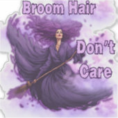 紫の髪の魔女：ほうき髪、やめ気にん シール (正面)