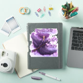 紫の髪の魔女：ほうき髪、やめ気にん シール (iPadカバー)