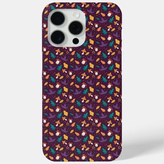紫の魅力的キノコの葉のパターンiPhoneケース Case-Mate iPhoneケース (裏面)