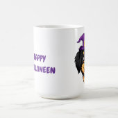 紫の魔女の帽子をかぶったかわいい漫画の犬 コーヒーマグカップ (中央)