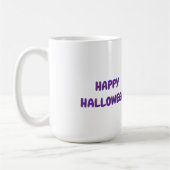 紫の魔女の帽子をかぶったかわいい漫画の犬 コーヒーマグカップ (左)