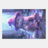 紫の魔女の猫のデコパージュ ラッピングペーパーシート (正面)