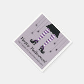 紫の魔女の脚とクモのハッピーハローウィン スタンダードカクテルナプキン (角)