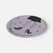 紫の魔女の脚とクモのハッピーハローウィン ペーパープレート (アングル)