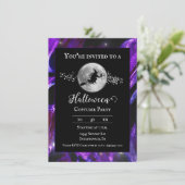 紫の魔女シルエットハロウィンコスチュームパーティー 招待状 (スタンド正面)