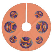 紫の魔女ハットハロウィーンのオレンジ猫 ブラッシュドポリエステルツリースカート (正面)