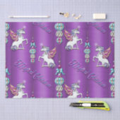 紫の魔法かわいらしのクリスマス・ユニコーン 薄葉紙 (クラフト)
