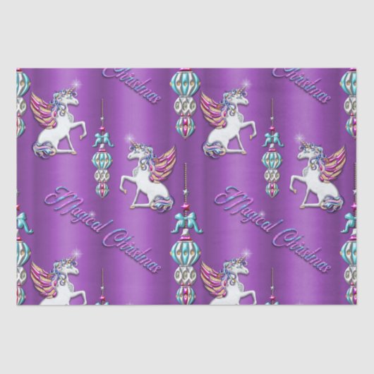 紫の魔法かわいらしのクリスマス・ユニコーン 薄葉紙 (正面)