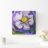 紫の魔法のヒント – 花火力 スクエア壁時計 (ホーム)