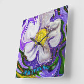 紫の魔法のヒント – 花火力 スクエア壁時計 (傾斜)