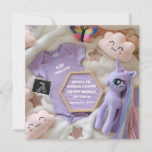 紫の魔法のユニコーン妊娠の発表 招待状 (正面)