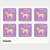 紫の魔法のユニコーン子供たちの教室バレンタイン スクエアシール (シート)