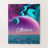 紫の魔法の宇宙の宇宙ファンタジー ジグソーパズル (縦)