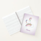 紫の魔法の虹の一角パーソナライズされた星 ノートブック (内部)