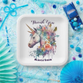 紫の魔法カラフルのフローラユニコーン水色 ペーパープレート (パーティー)