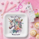 紫の魔法カラフルのフローラユニコーン水色 ペーパープレート (パーティー)