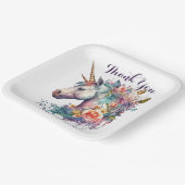 紫の魔法カラフルのフローラユニコーン水色 ペーパープレート (傾斜あり)