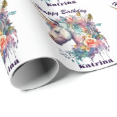 紫の魔法カラフルのフローラユニコーン水色 ラッピングペーパー (ロールコーナー)