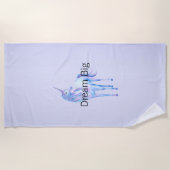 紫の魔法グラデーションのユニコーン ビーチタオル (正面)