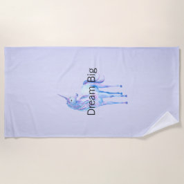 紫の魔法グラデーションのユニコーン ビーチタオル