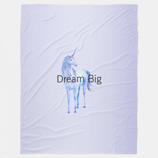 紫の魔法グラデーションのユニコーン フリースブランケット (正面)